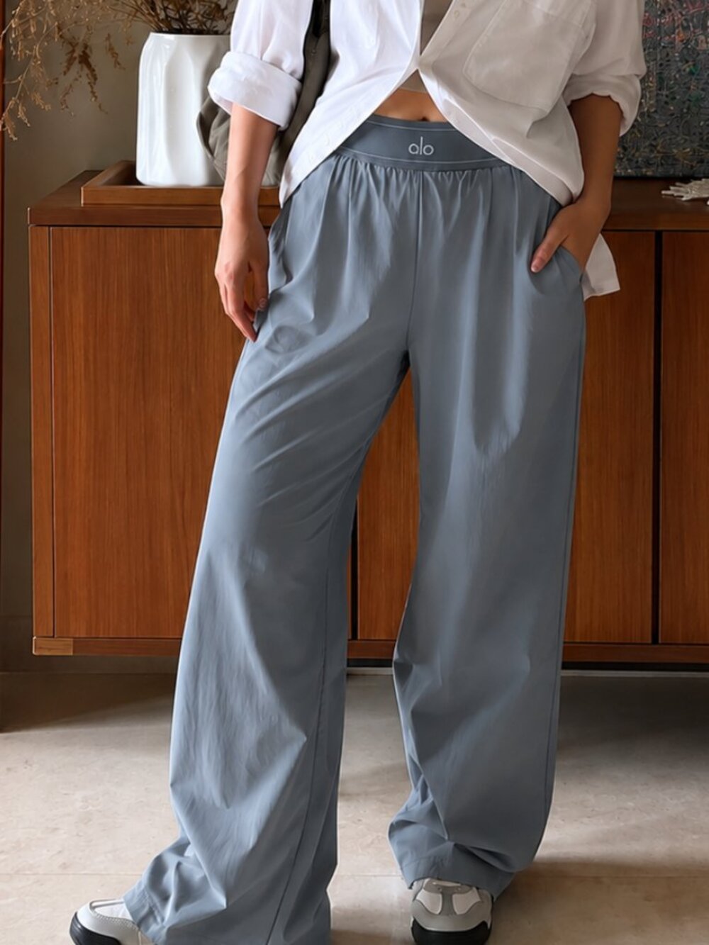 NWT ALO Yoga Steel Grey Suit Pants - High Waist Straight Leg 🤍 Regular Length - Picture 7 of 8